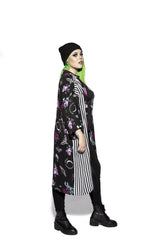 Dark Floral Long Duster - Kimono