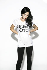 Unholy Crew - White Distressed Tee