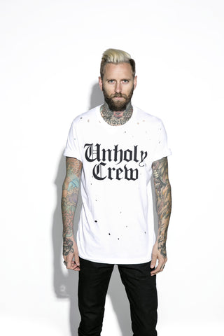 Unholy Crew - White Distressed Tee