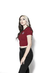 Believe In Yourself - Red Striped Women's Crop Tee