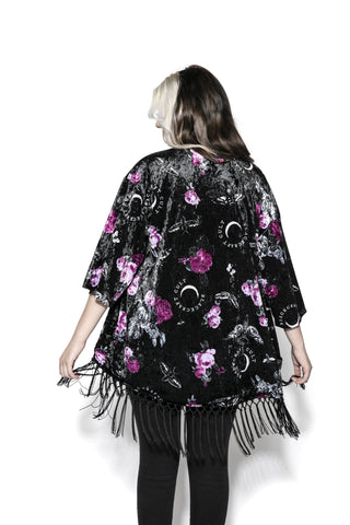 Dark Floral - Velvet Kimono