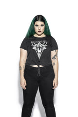 Six Eyed Baphomet - Tie Front Crop Tee