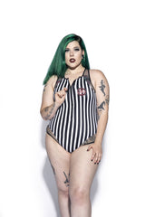 Sinner Stripe Zip One Piece