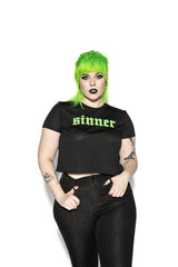 Green Sinner - Flowy Crop Tee