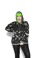 Death Moth - Black Color Block Hooded Pullover