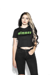 Green Sinner - Flowy Crop Tee