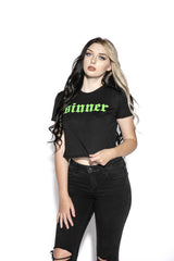 Green Sinner - Flowy Crop Tee