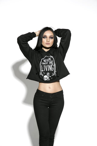 Never Trust The Living - Women's Cropped Hoodie