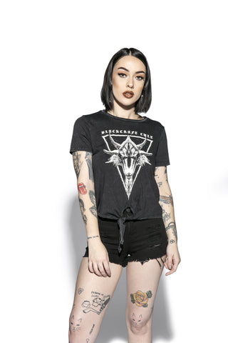 Six Eyed Baphomet - Tie Front Crop Tee