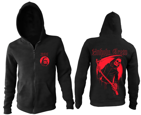 Unholy Crew Reaper - Limited Edition Red Zip Up Hoodie