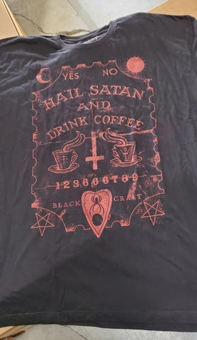 Hail Satan And Drink Coffee - Limited Edition Red Print (LIQUIDATE)