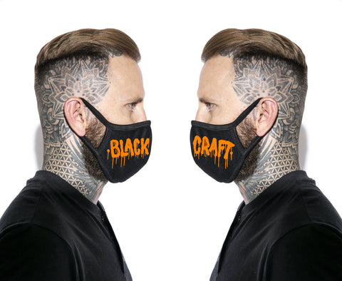 Drippy Blackcraft - Orange print Face Mask