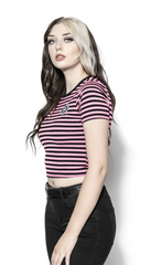 Believe In Yourself - Pink Striped Women's Crop Tee