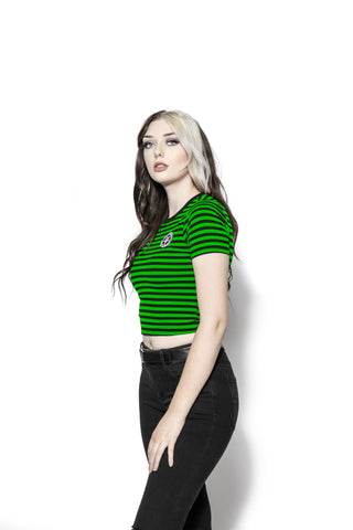 Believe In Yourself - Green Striped Women's Crop Tee