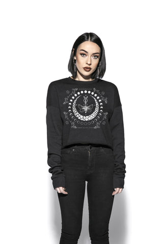 Moth Moon Phase - Women's Cropped Crewneck