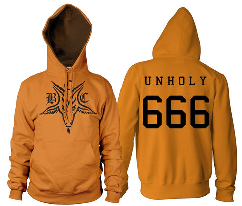 Baphomet 666 - Orange Hooded Pullover Limited Edition (LIQUIDATE)